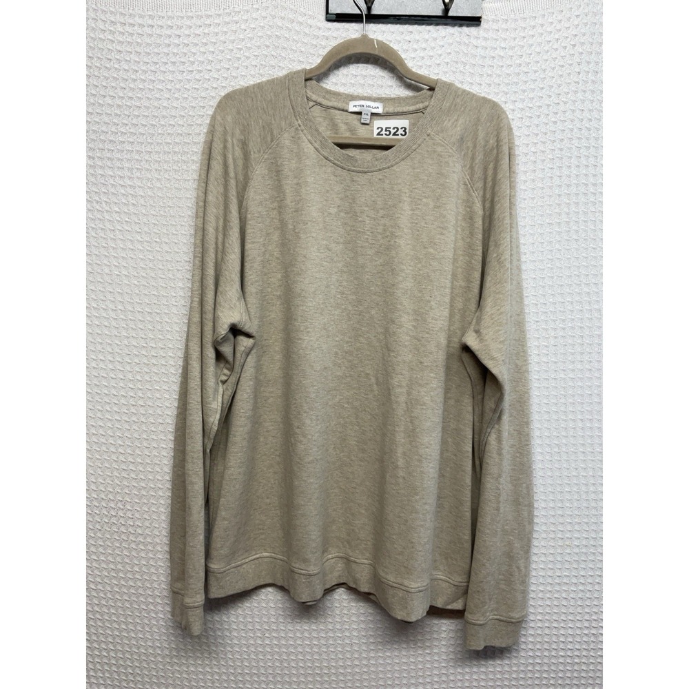 Peter Millar Cradle Pique Performance Crewneck Sweatshirt Mens 2XL Light Gray